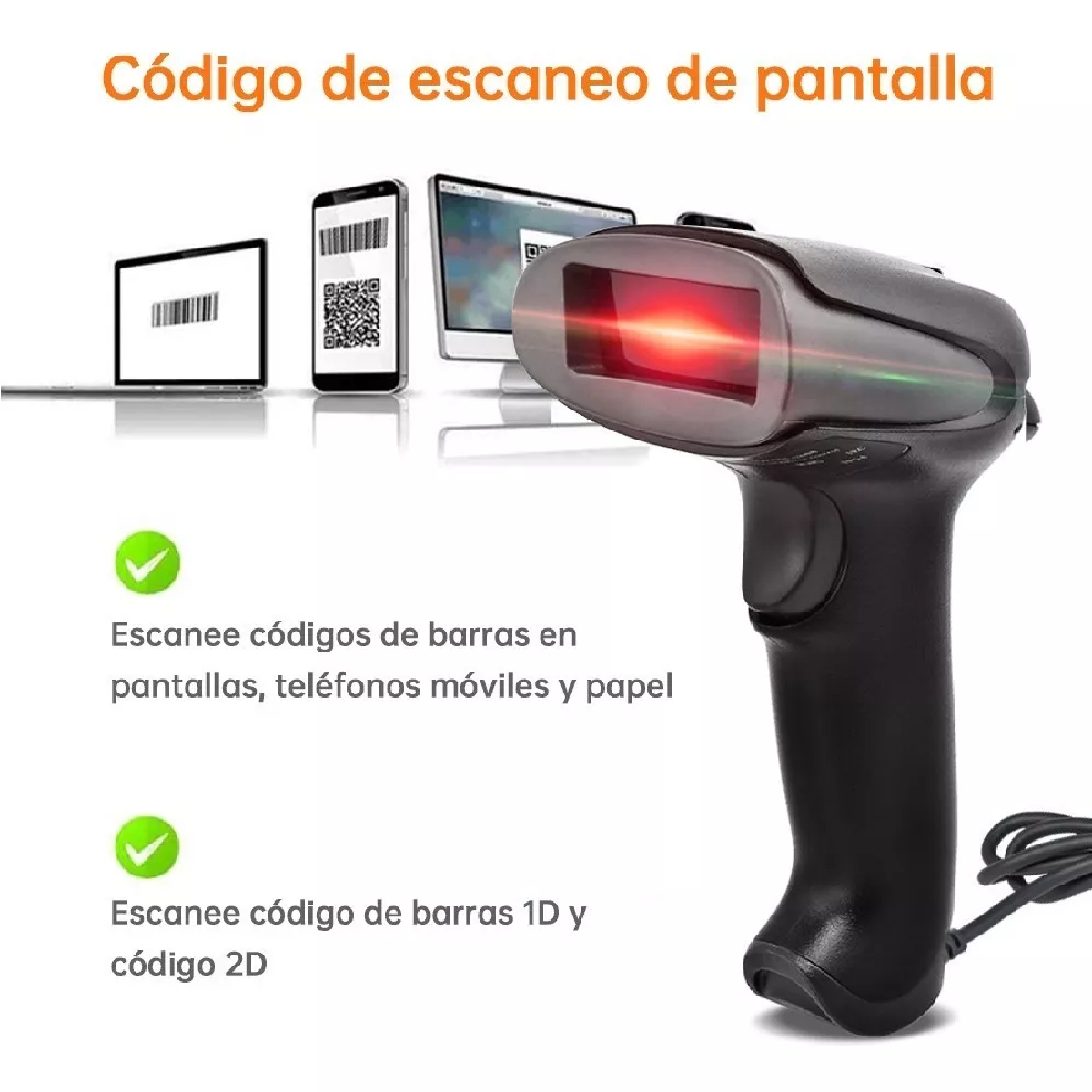 Lector Codigo De Barras Láser Usb Cableado 1.7m