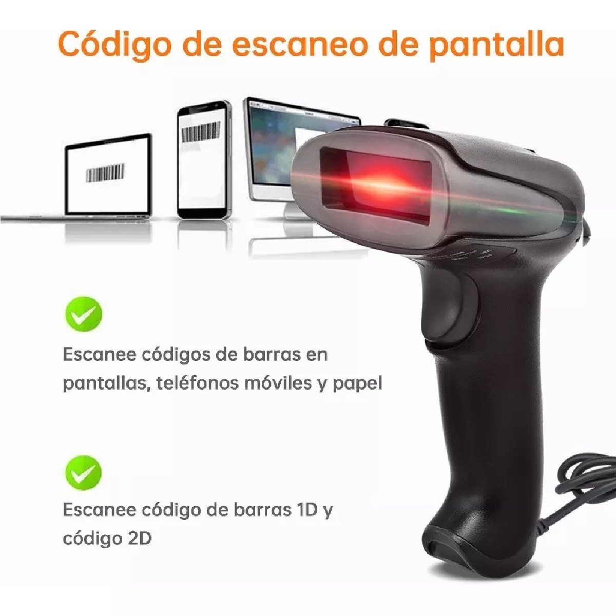 Lector Codigo De Barras Láser Usb Cableado 1.7m