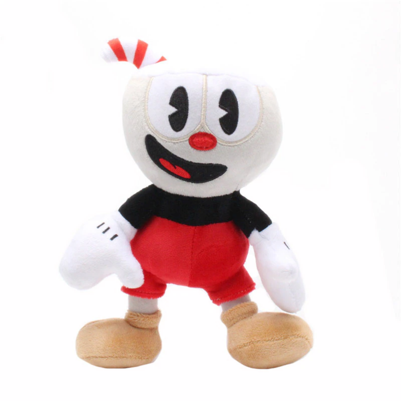 2 Piezas Cuphead Mugman Muñeco Peluche Figura Juguetes 25cm