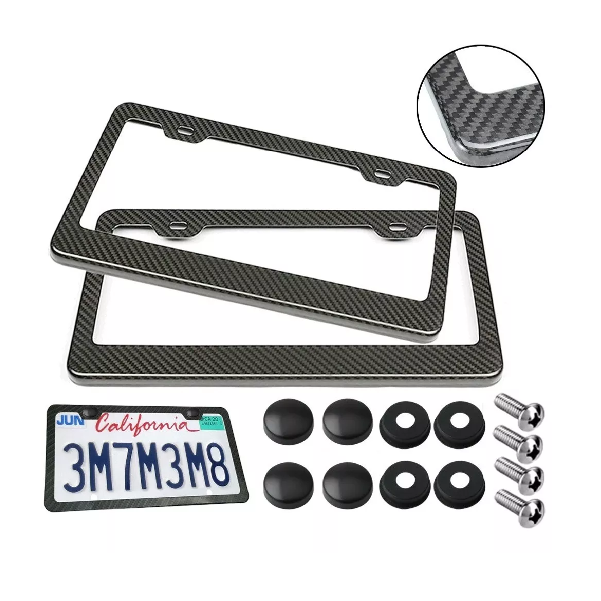 Porta Placas Universal Estilo Fibra De Carbono 1par