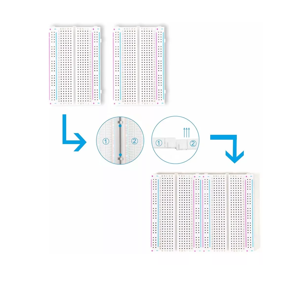 Set 6 Piezas Protoboard 400 Puntos Breadboard Para Arduino