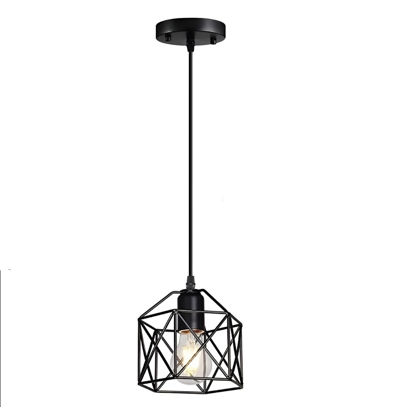 Lámpara Colgante Industrial E26 Tipo Jaula Negro, 1 Pieza