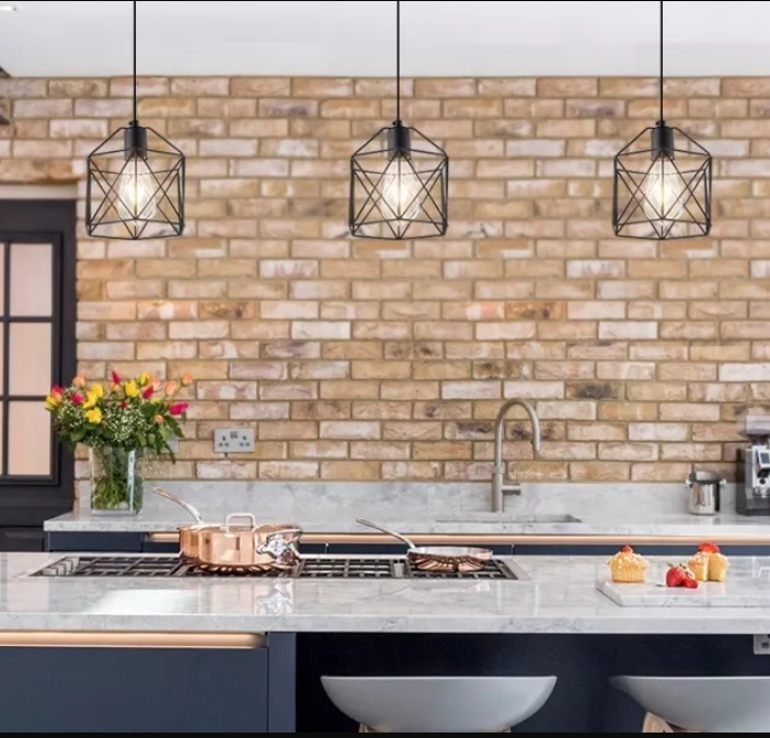 Lámpara Colgante Industrial E26 Tipo Jaula Negro, 1 Pieza