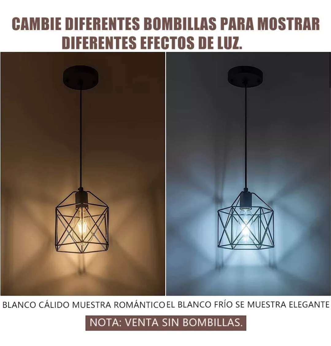 Lámpara Colgante Industrial E26 Tipo Jaula Negro, 1 Pieza