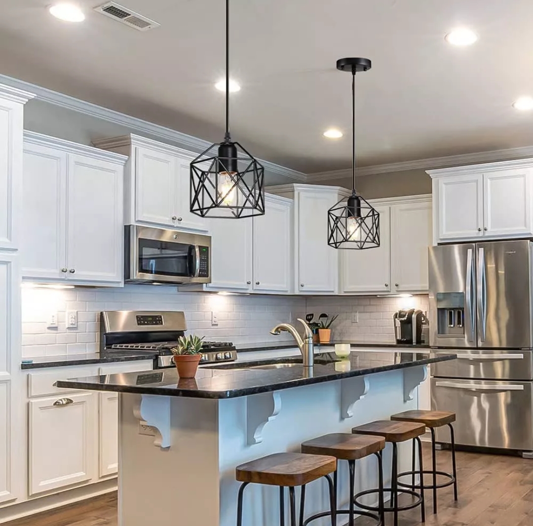 Lámpara Colgante Industrial E26 Tipo Jaula Negro, 1 Pieza