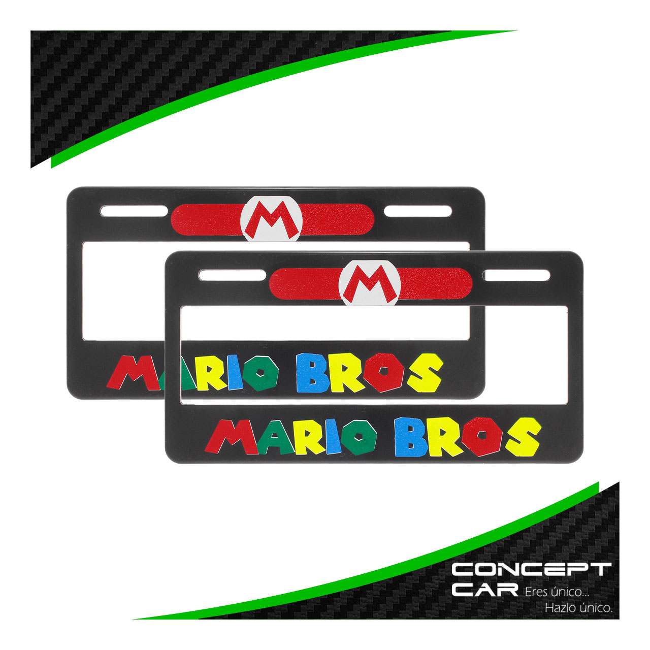 Par Marco Porta Placas Mario Bros Impreso Auto Camioneta
