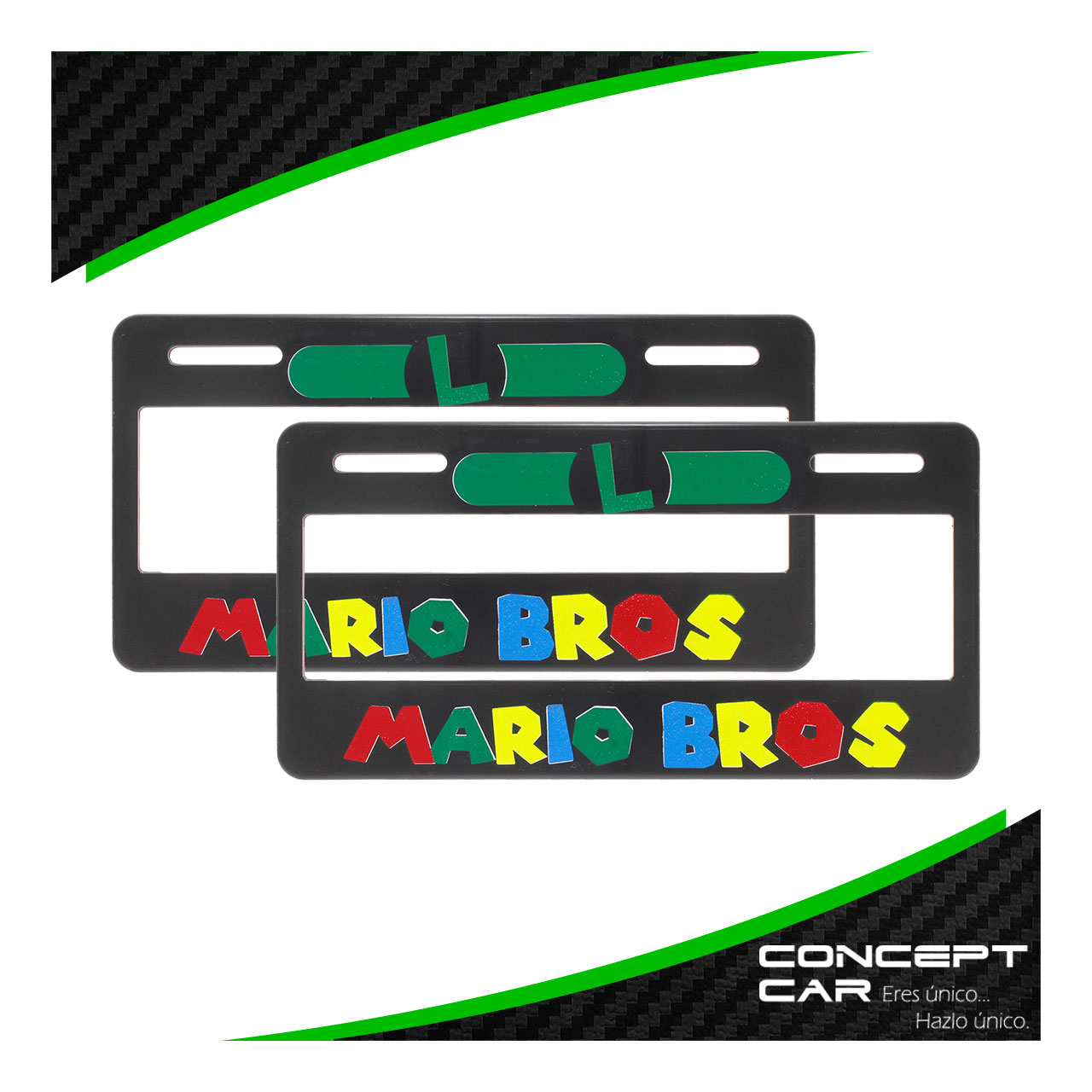 Par Marco Porta Placas Mario Bros Impreso Auto Camioneta
