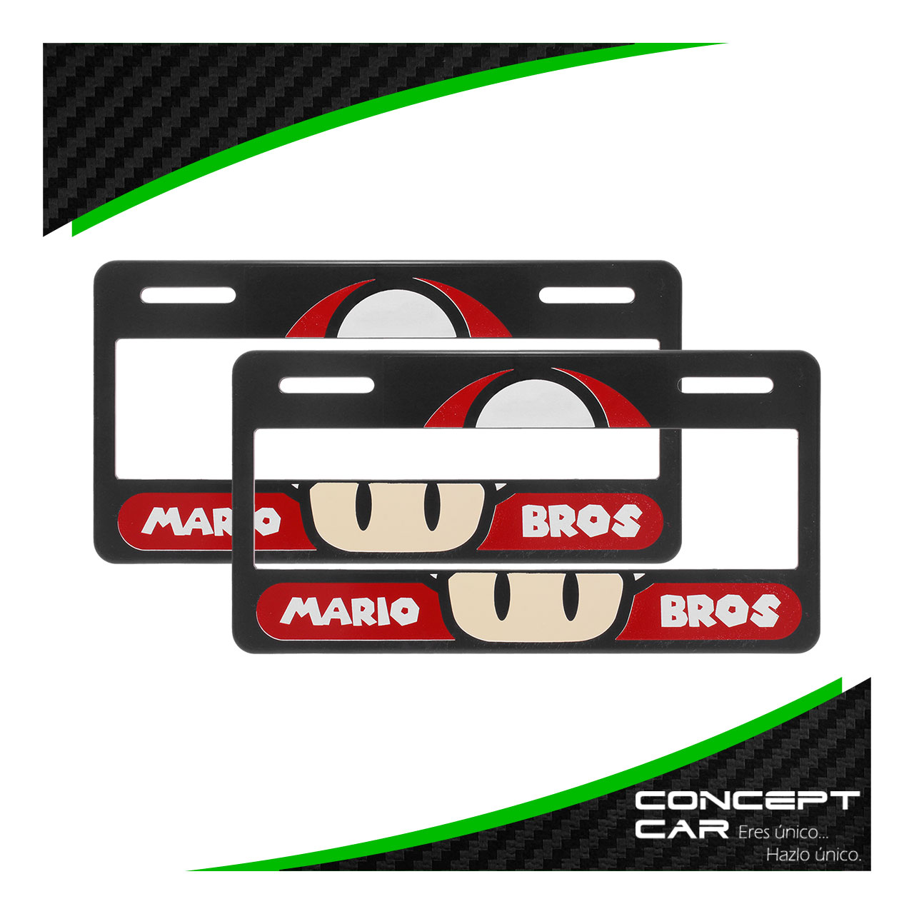 Par Marco Porta Placas Mario Bros Impreso Auto Camioneta