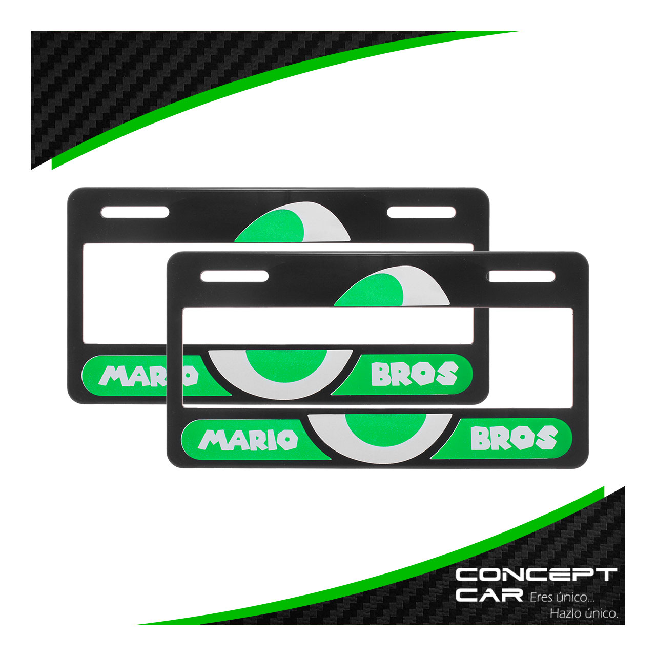 Par Marco Porta Placas Mario Bros Impreso Auto Camioneta