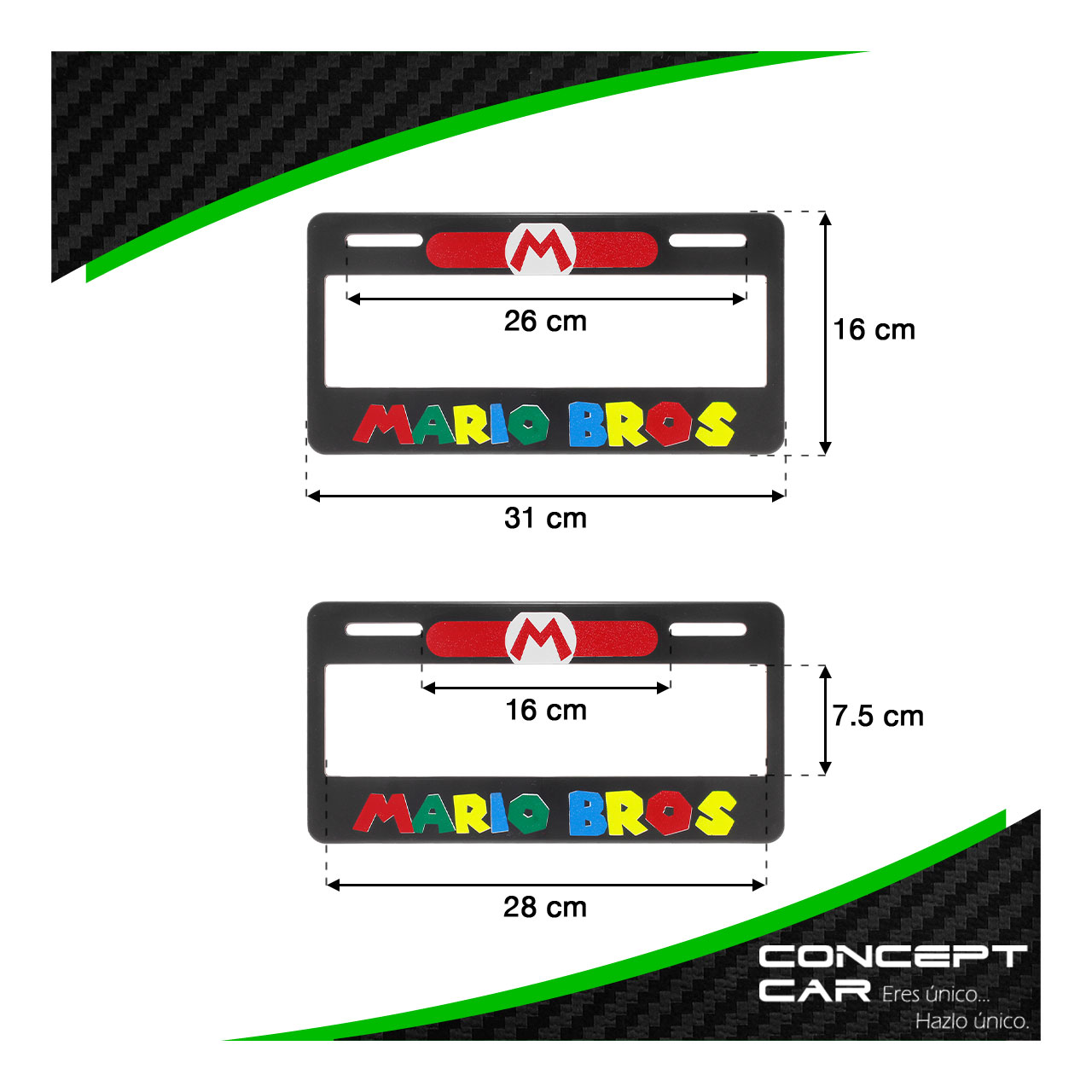 Par Marco Porta Placas Mario Bros Impreso Auto Camioneta