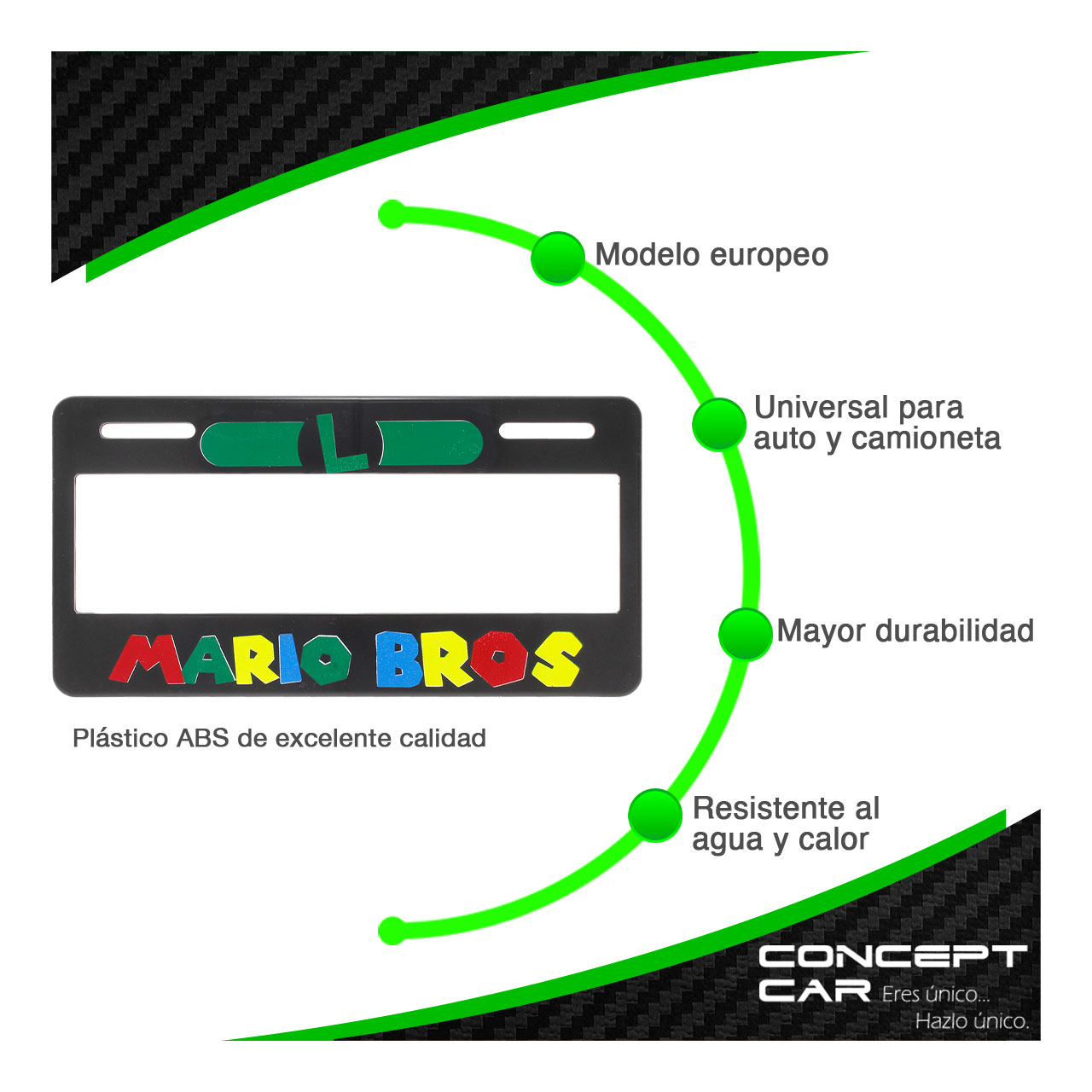 Par Marco Porta Placas Mario Bros Impreso Auto Camioneta