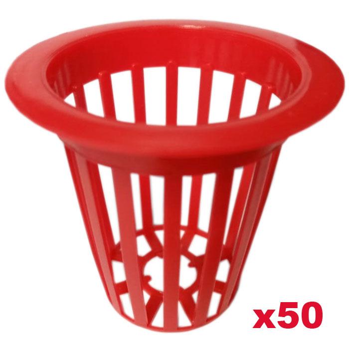 Canastillas de Insumos Hidroponía MXRKB-012 50 Pzs 2" Diámetro Altura 6 cm Rojo Plástico, HydroRed