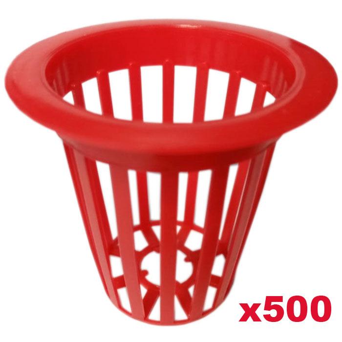 Canastillas para Cultivo MXRKB-021 500 Pzs 2" Diámetro Altura 6 cm Rojo Plástico, HydroRed
