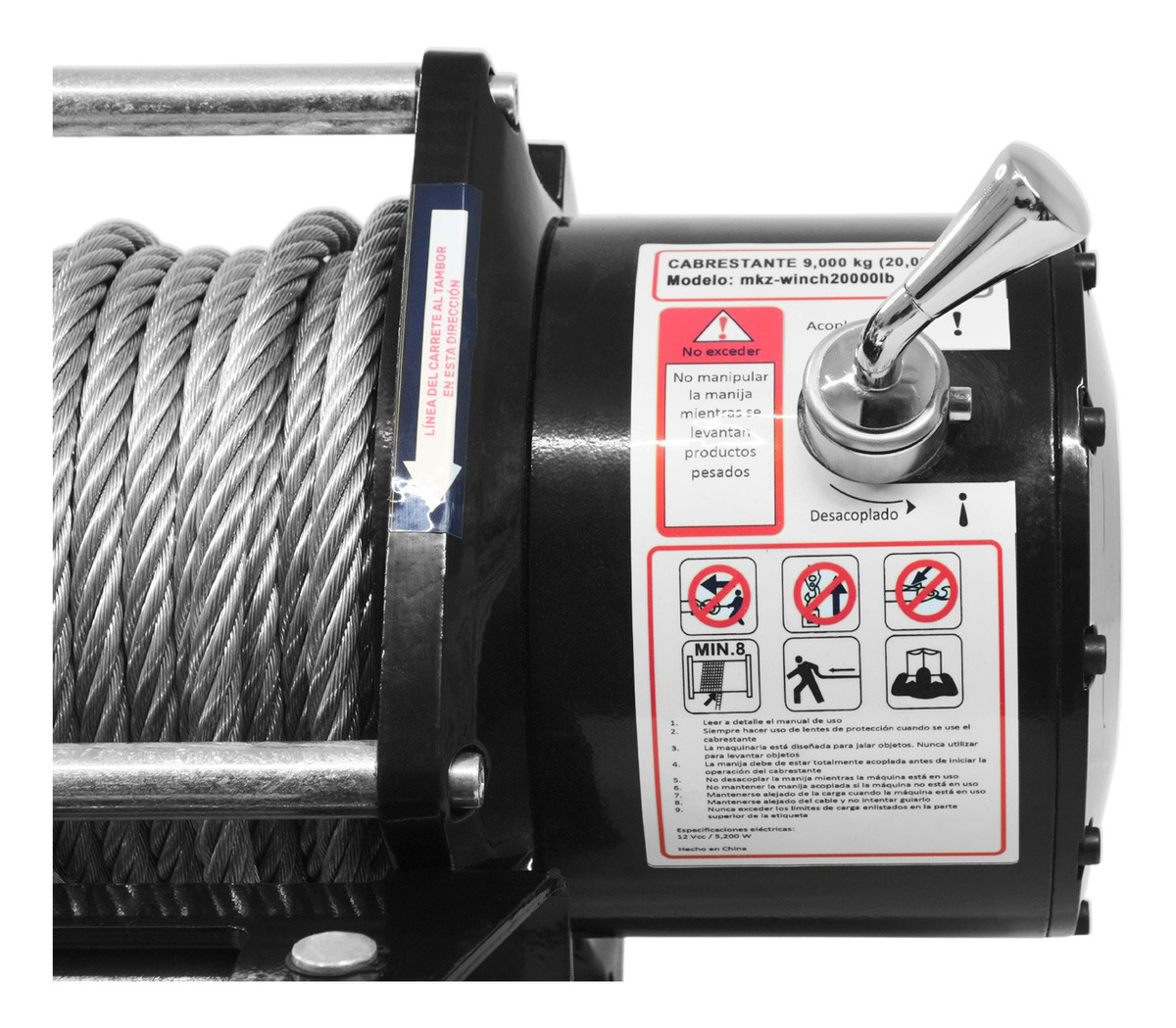 Winch Electrico Jeep 20000 Lb Cable Acero 27m 12v 9072 Kg