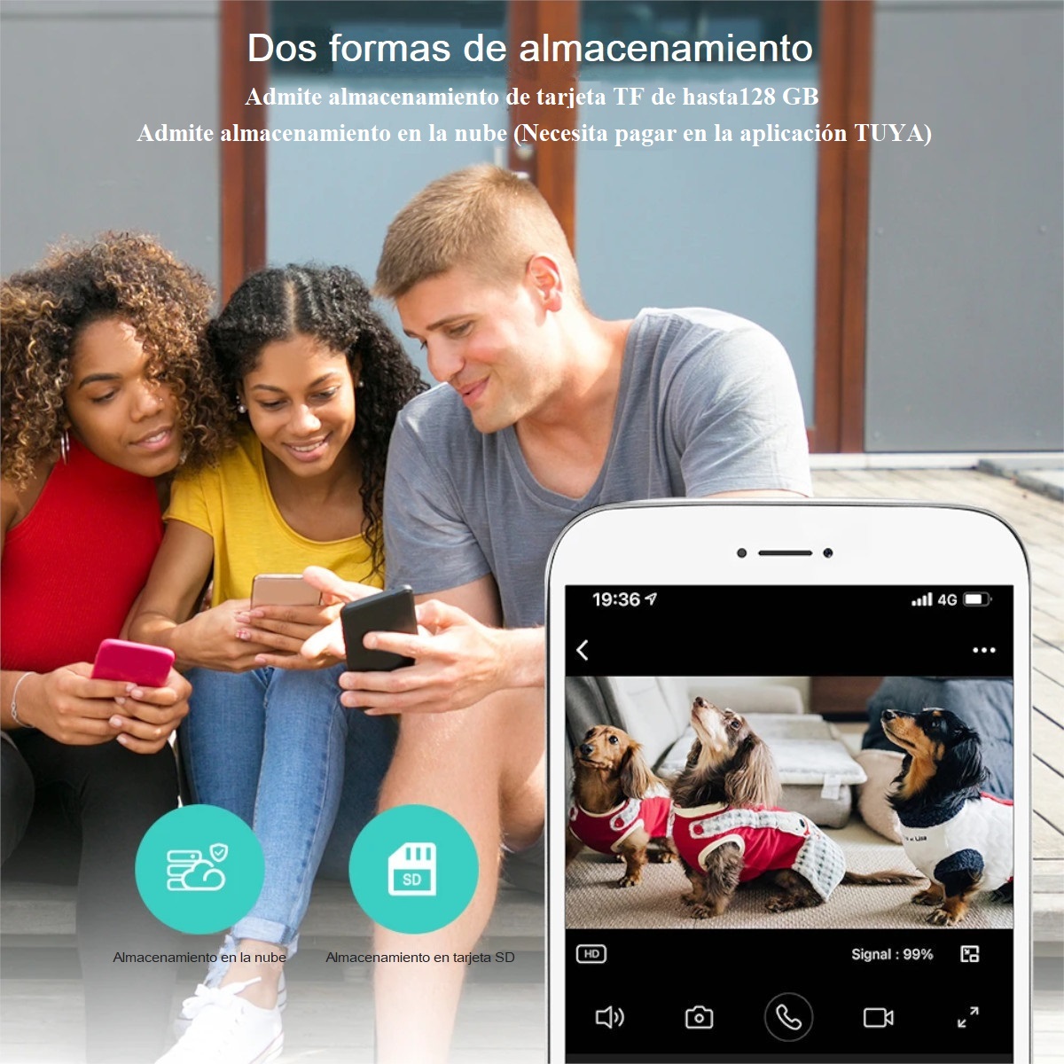 Cámara Seguridad Vigilancia WiFi reflector con memoria 64GB