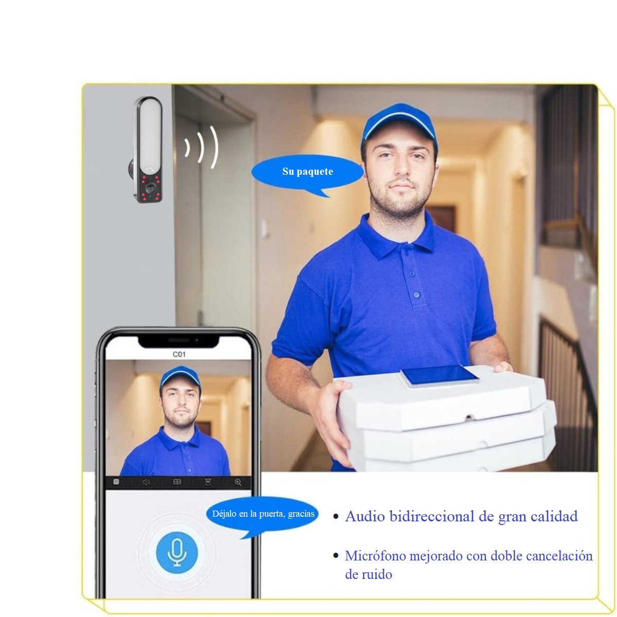 Cámara Seguridad Vigilancia WiFi reflector con memoria 64GB