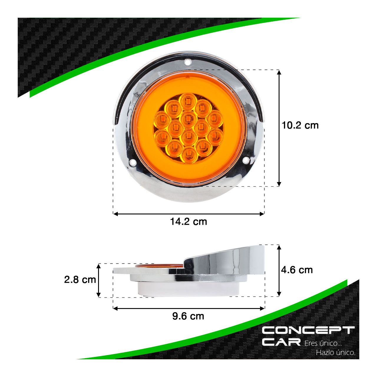 Plafón 14 Led Redondo Arillo Gel Bisel Con Pestaña Cromo