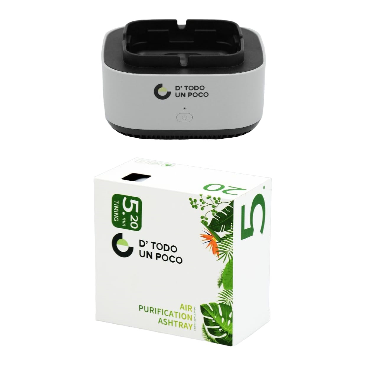 Cenicero Gris Extractor Humo Purificador Aire