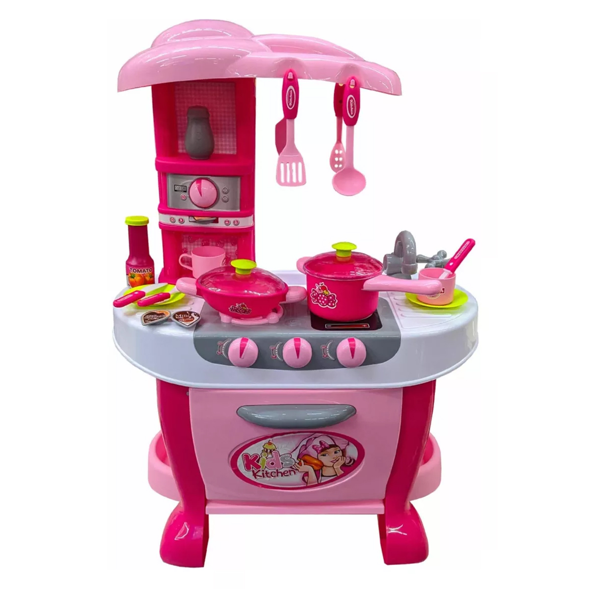 Cocina Cocinita Infantil Rosa Little Chef Luz y Sonido 31 pz