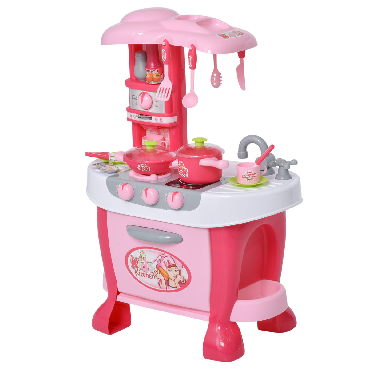 Cocina Cocinita Infantil Rosa Little Chef Luz y Sonido 31 pz