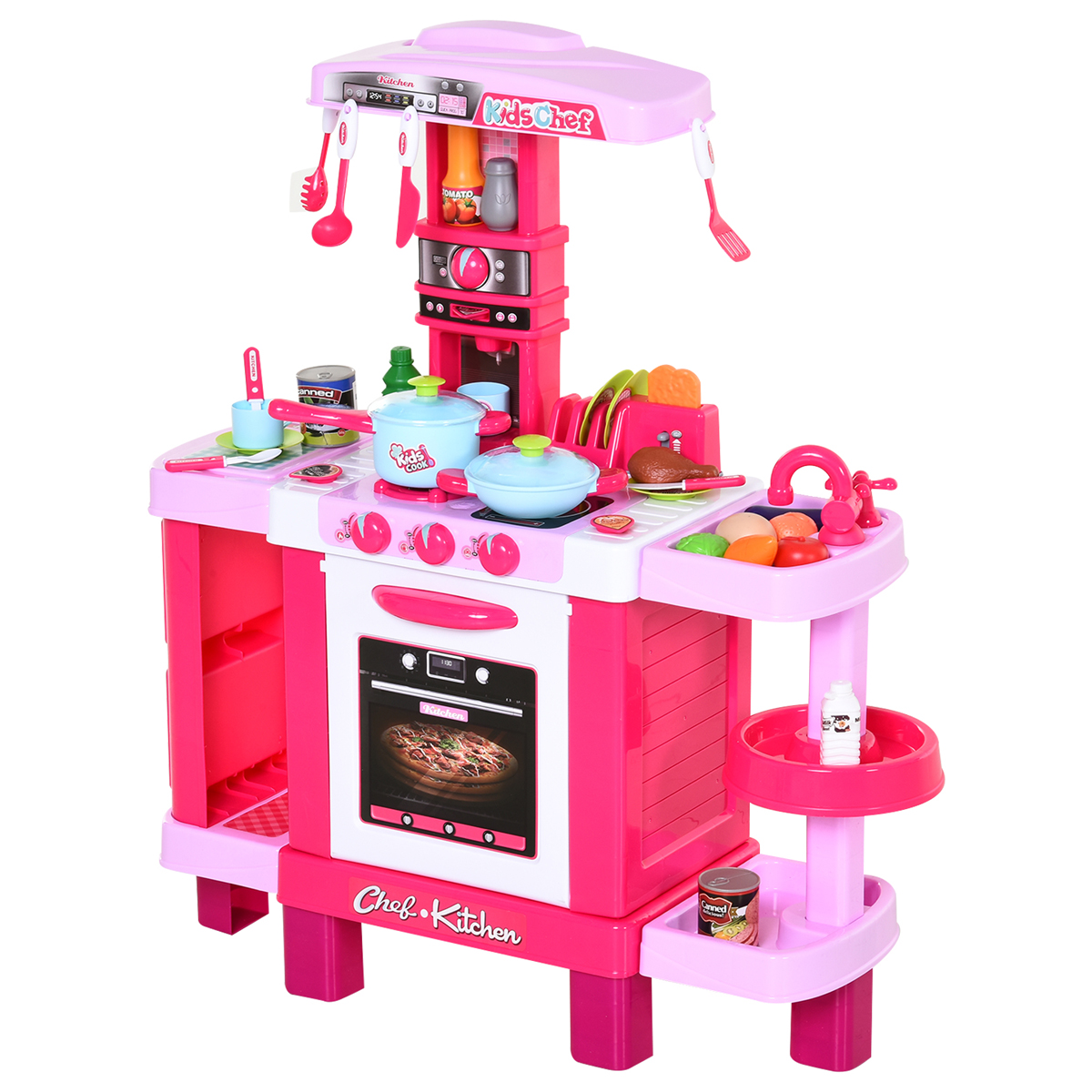 Cocina Cocinita Infantil Rosa Little Chef Luz y Sonido 38 pz