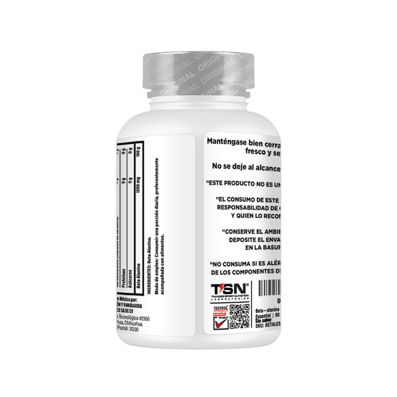 Beta-alanina 1200 Mg Testrol Essential 60 Cápsulas
