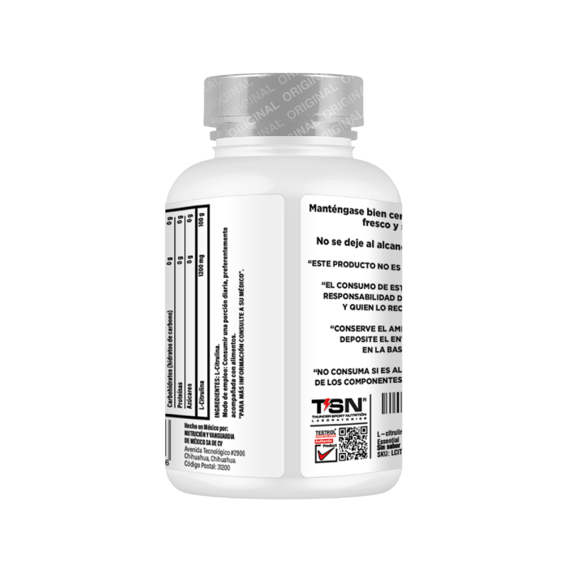 L-citrulina 1200 Mg Testrol Essential 60 Capsulas