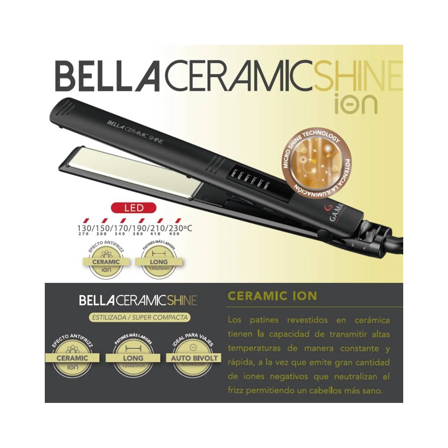 Plancha para Cabello Gama Italy mod. Bella Led Ceramic