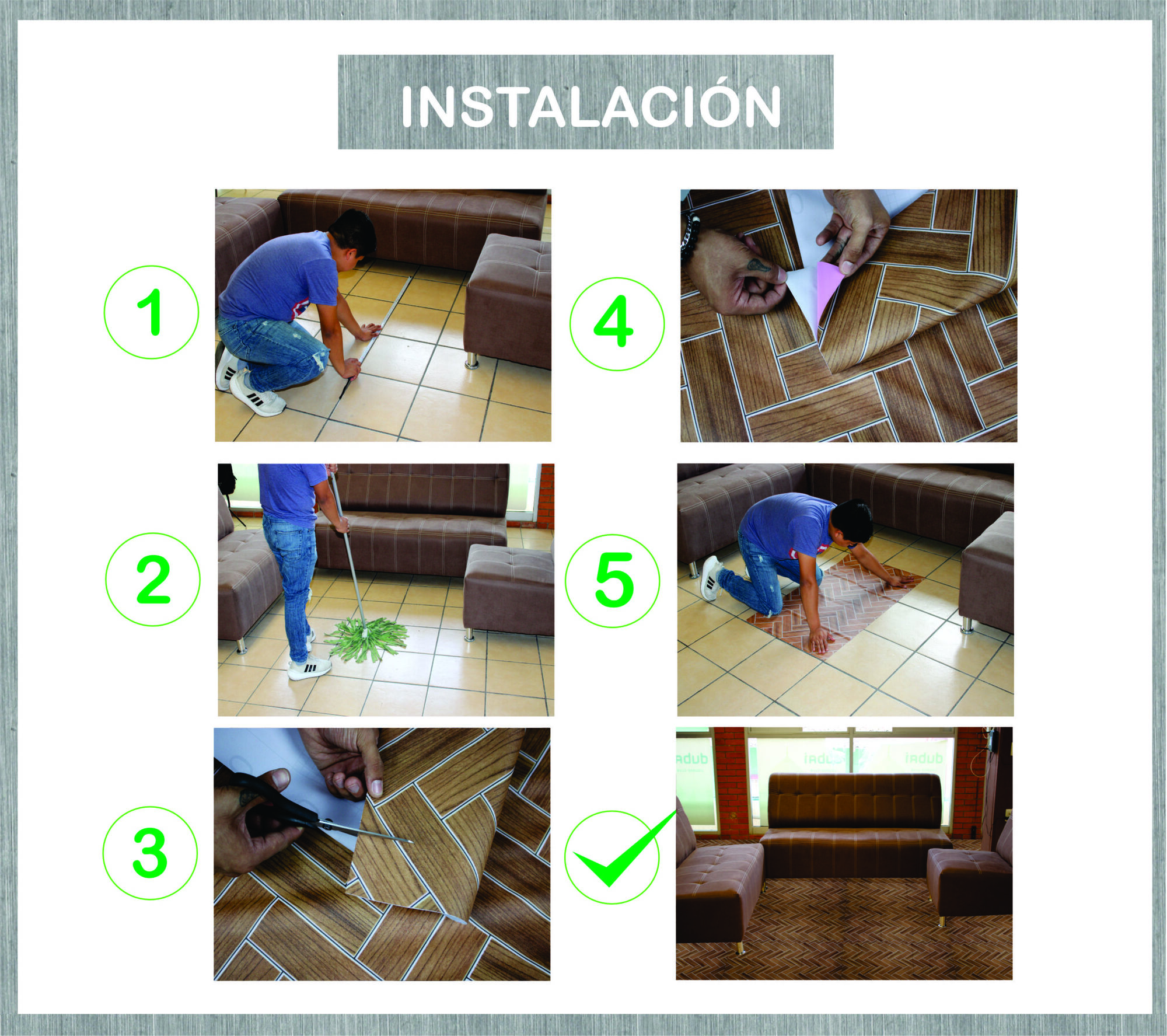 Tapiz Piso Adherible Tablas De Madera 10m X 60cm Pv05 6m2