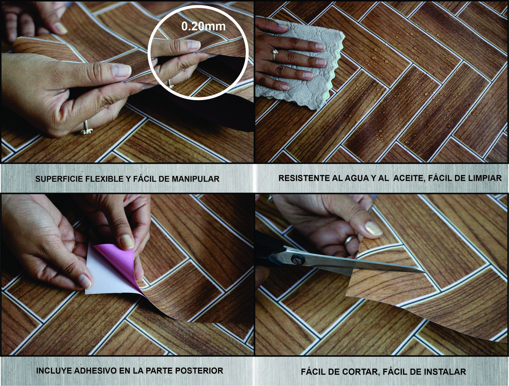 Tapiz Piso Adherible Tablas De Madera 10m X 60cm Pv05 6m2