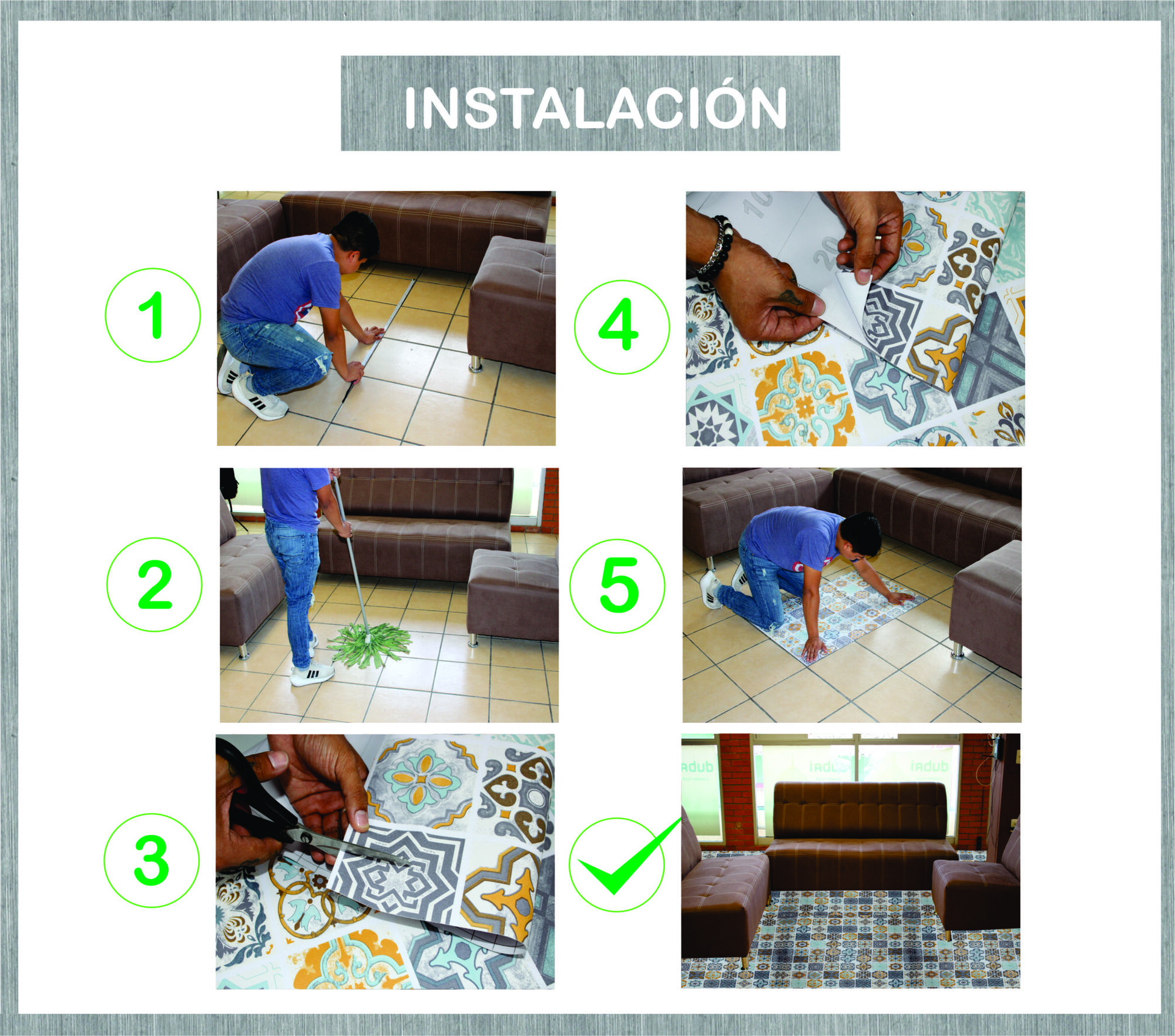 Tapiz Piso Adherible Talavera 10m X 60cm Pv06 6m2