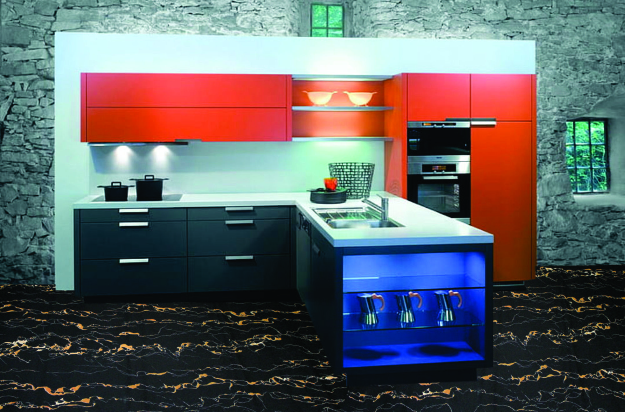 Tapiz Piso Adherible Mármol Estilo Lava 10m X 60cm Pv10 6m2