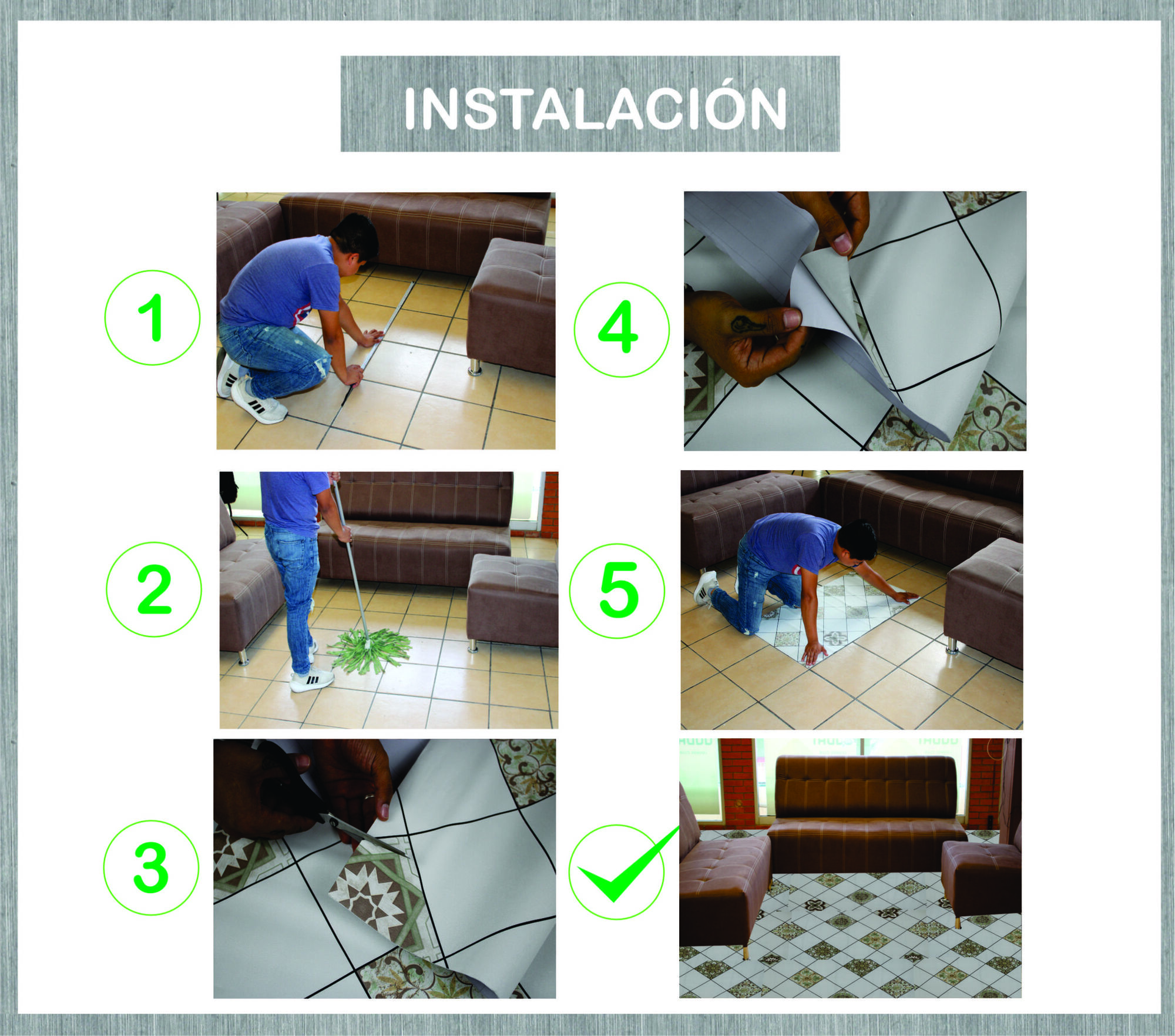 Tapiz Piso Adherible Azulejo Y Talavera 10m X 60cm Pv12 6m2