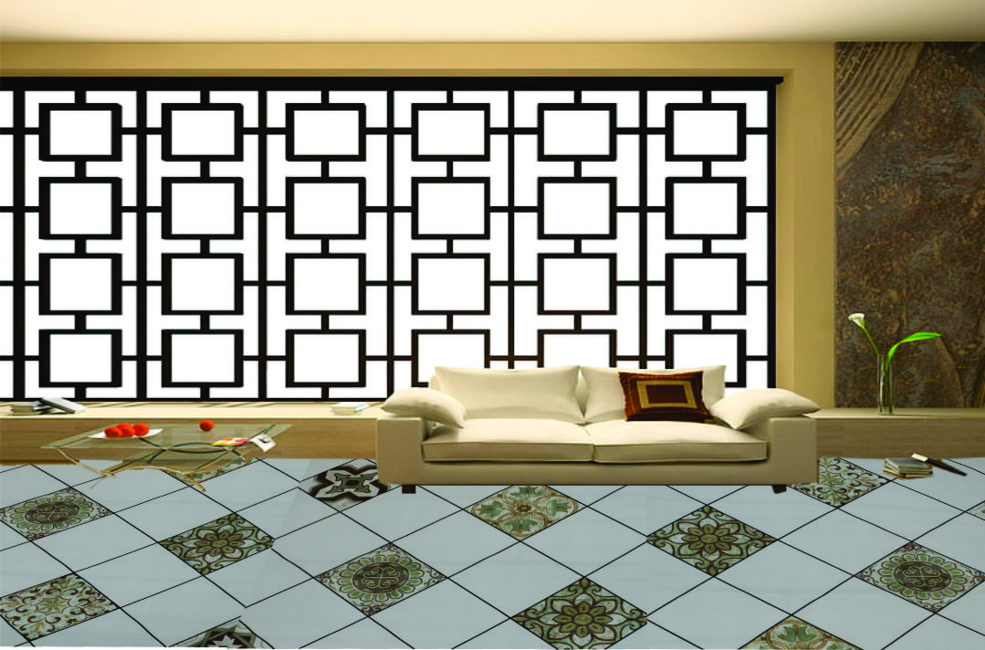 Tapiz Piso Adherible Azulejo Y Talavera 10m X 60cm Pv12 6m2