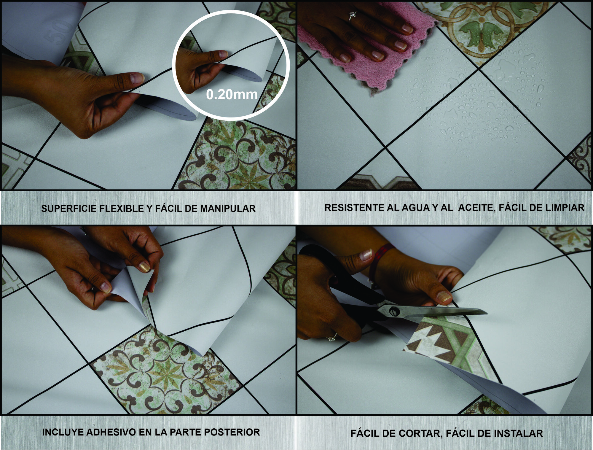 Tapiz Piso Adherible Azulejo Y Talavera 10m X 60cm Pv12 6m2