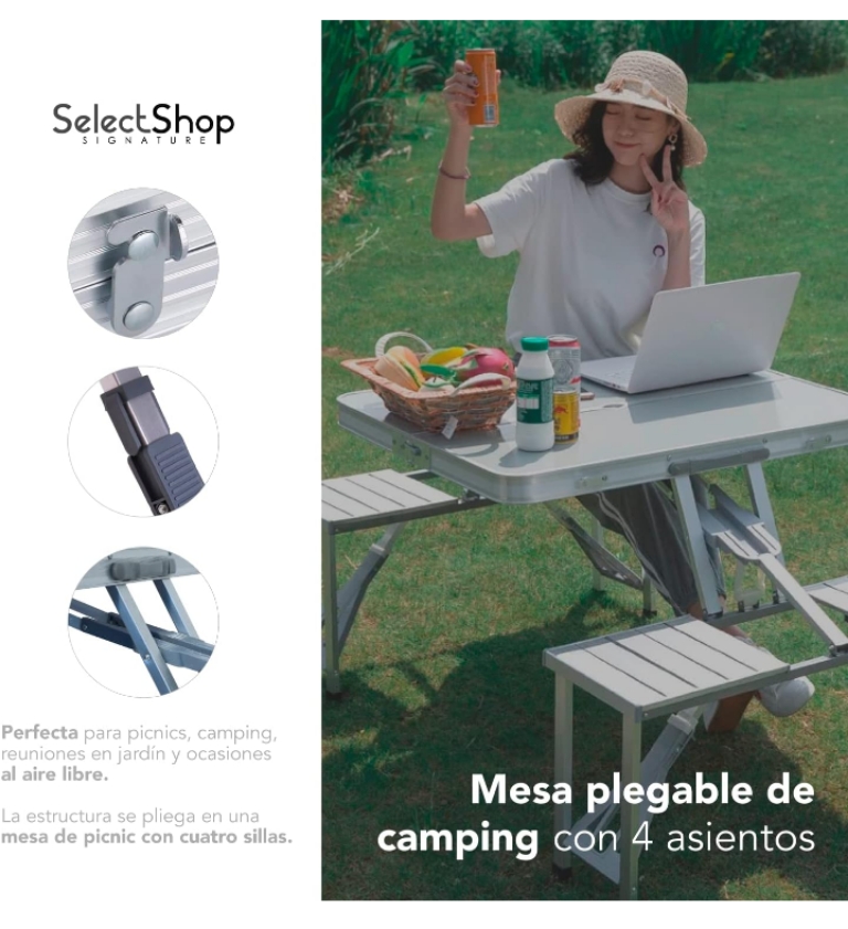 Mesa Plegable Portatil Camping, Mesa Y Sillas Camping, Mesa De Picnic  Portátil, Mesa De Camping Enrollable De Aluminio,mesa Camping Plegable Con