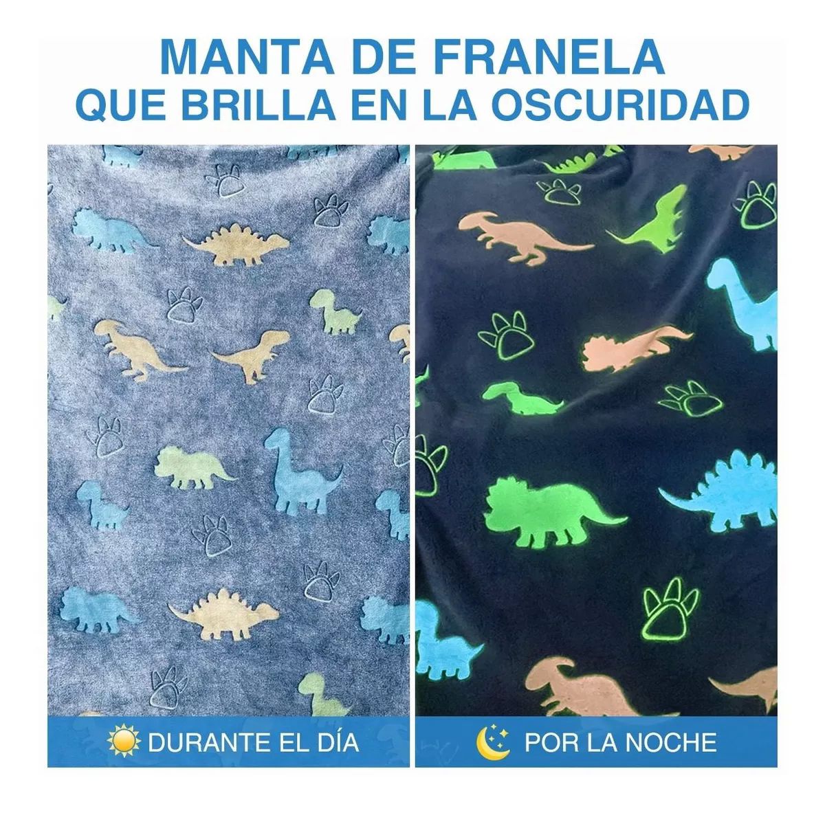 Frazada Individual para Niña y Niño de Dinosaurios Mágica Ligera y Brillante