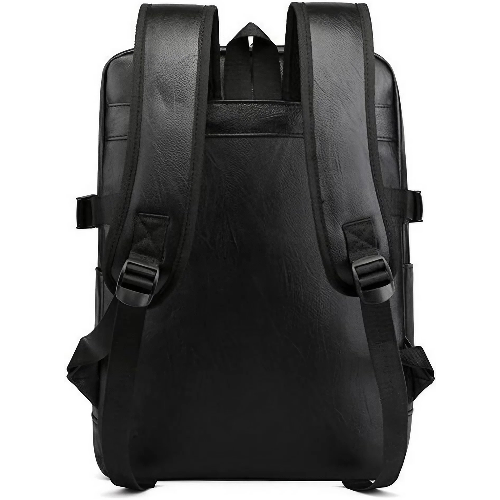 Mochila de piel vegana para hombre y mujer, bolso de piel sintética informal de viaje de gran capacidad, a la moda, para ordenador portátil (Negro)