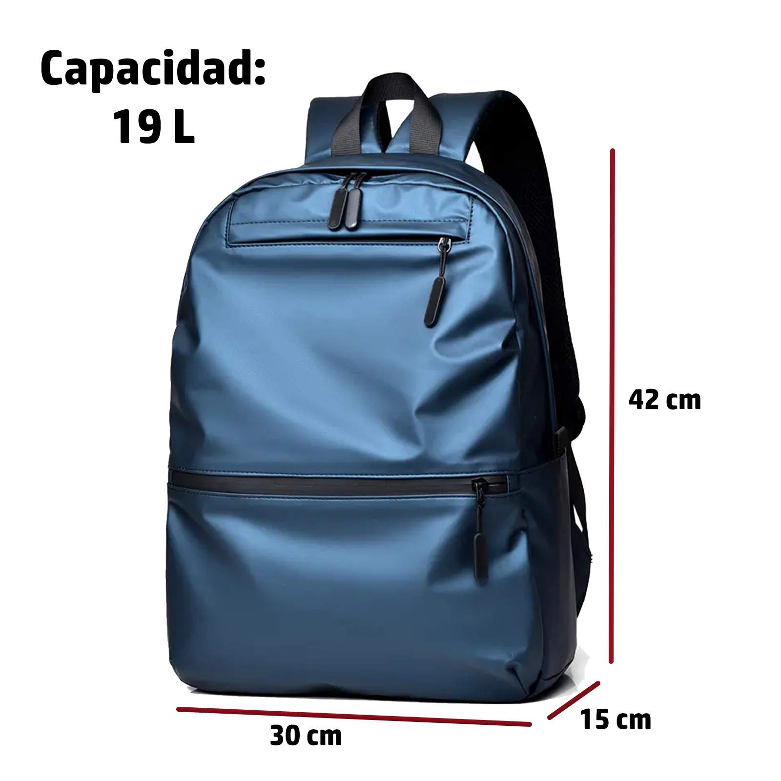 Mochila versátil todoterreno de 19L para laptop - Cuero sintético impermeable, con compartimentos para todo tu día. En azul cobalto.