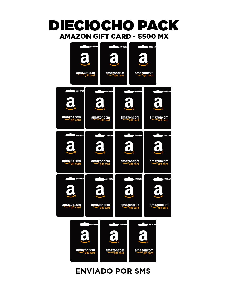 Amazon Gift Dieciocho pack, tarjetas prepago, Pin Digital