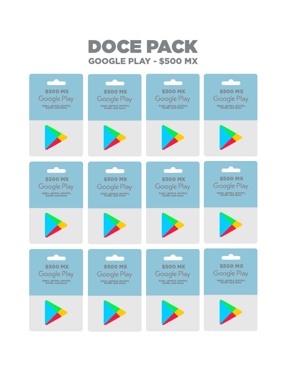 Google Play Doce pack tarjetas prepago, Pin Digital