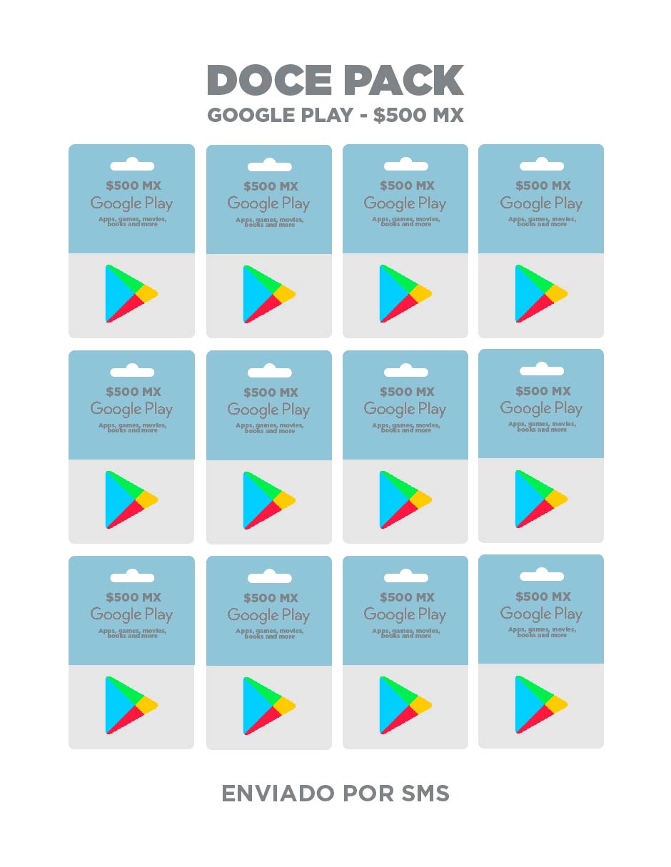 Google Play Doce pack tarjetas prepago, Pin Digital