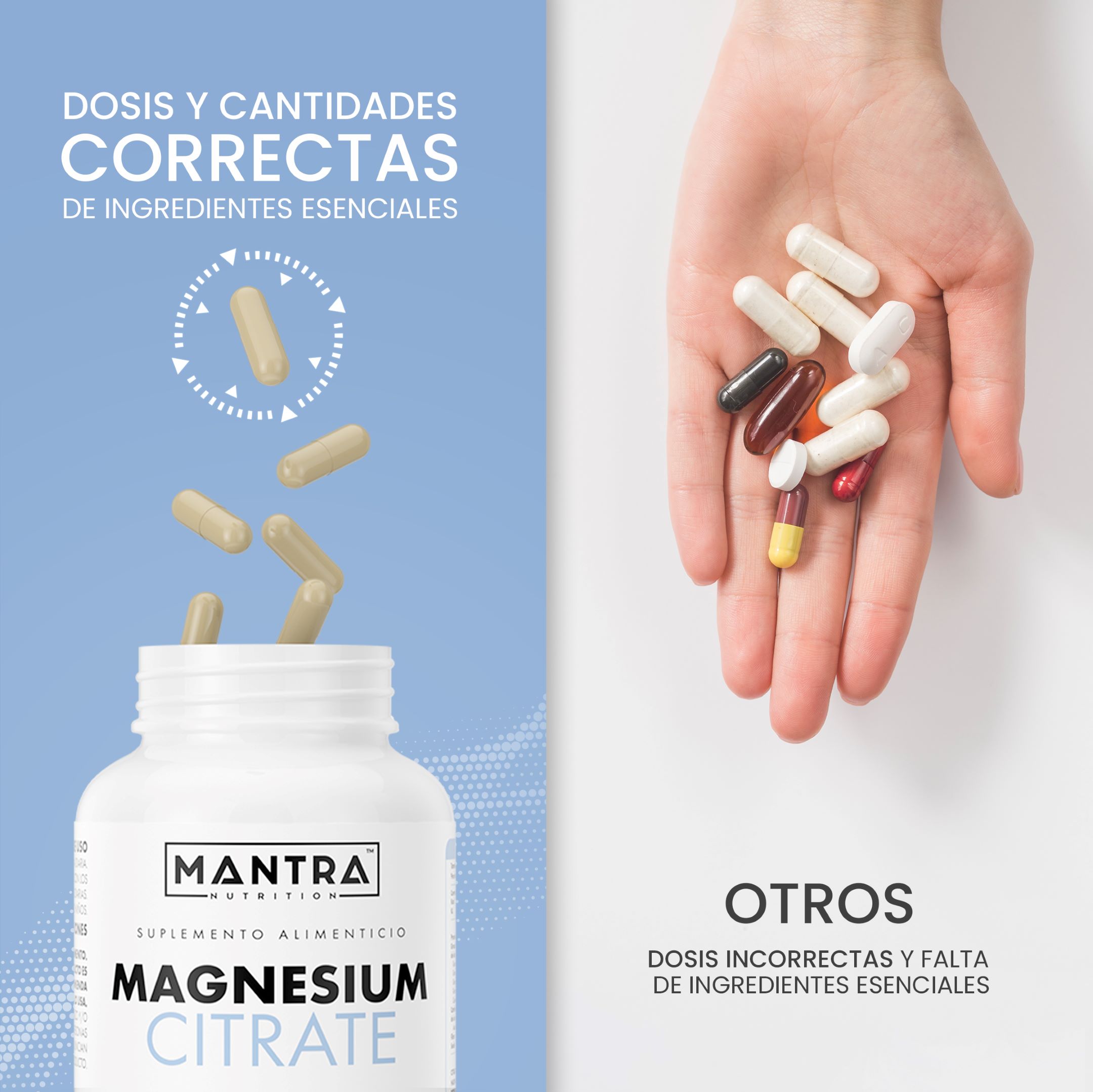 Vitaminas Mantra Nutrition Citrato de Magnesio 365 Cápsulas