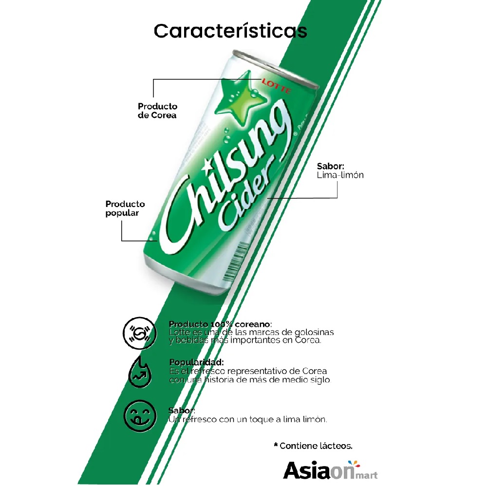 Lotte Refrescocoreano Chilsung Cider 250ml 3 Pack