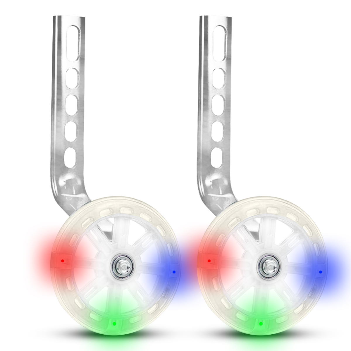 Llantitas Llantas Entrenadoras Bicicleta Con Luz Bici Rod 12-20 Blancas