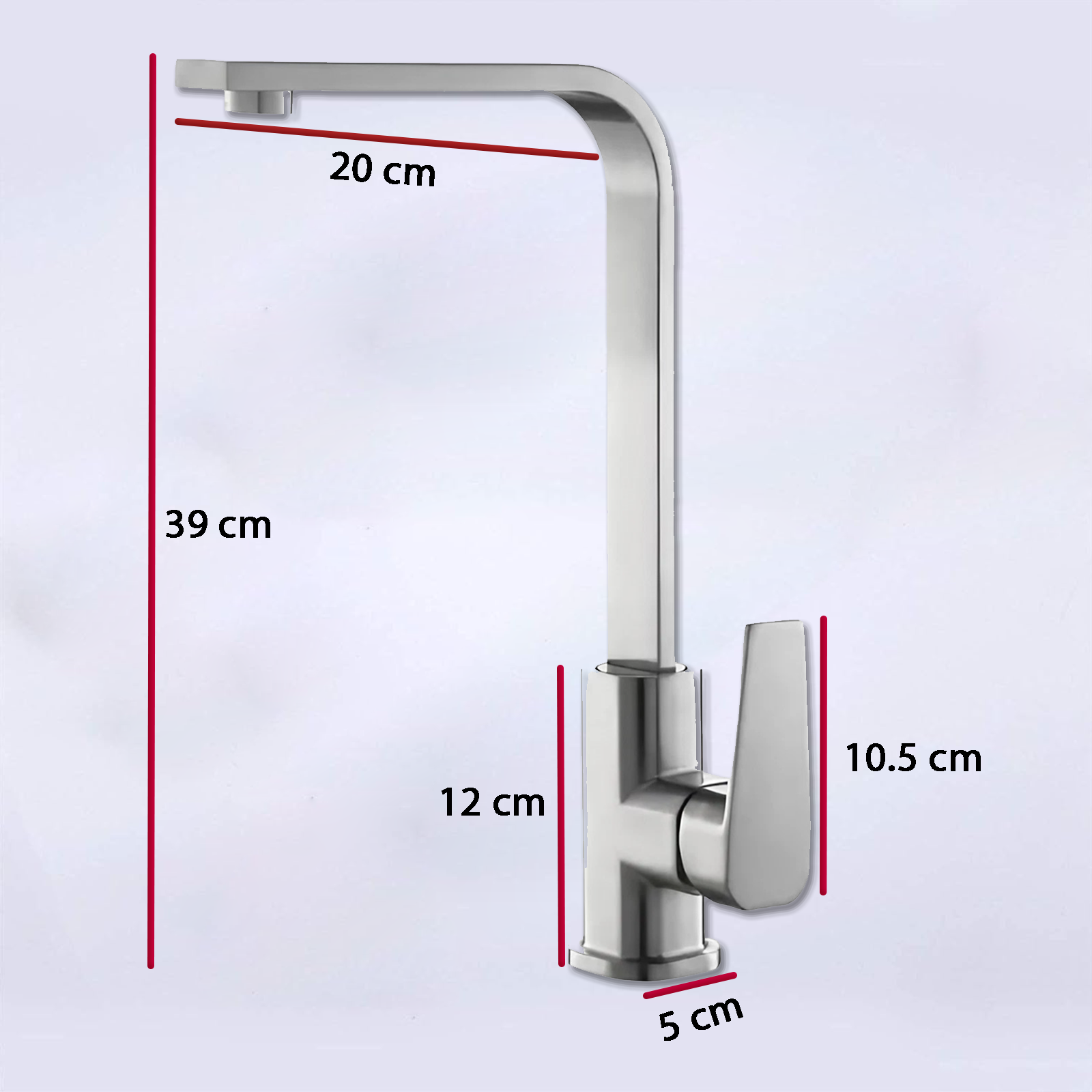 Monomando para Fregadero, Mezcladora para Fregadero, Grifo de Cocina, Llave para Tarja individual o doble, Acero Inoxidable (Niquel cepillado)
