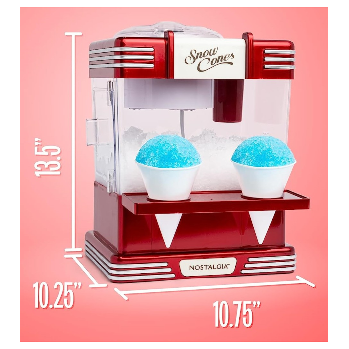 Máquina Retro de Raspados Conos de Nieve para Mesa de Nostalgia, Incluye 2 Vasos y Cuchara