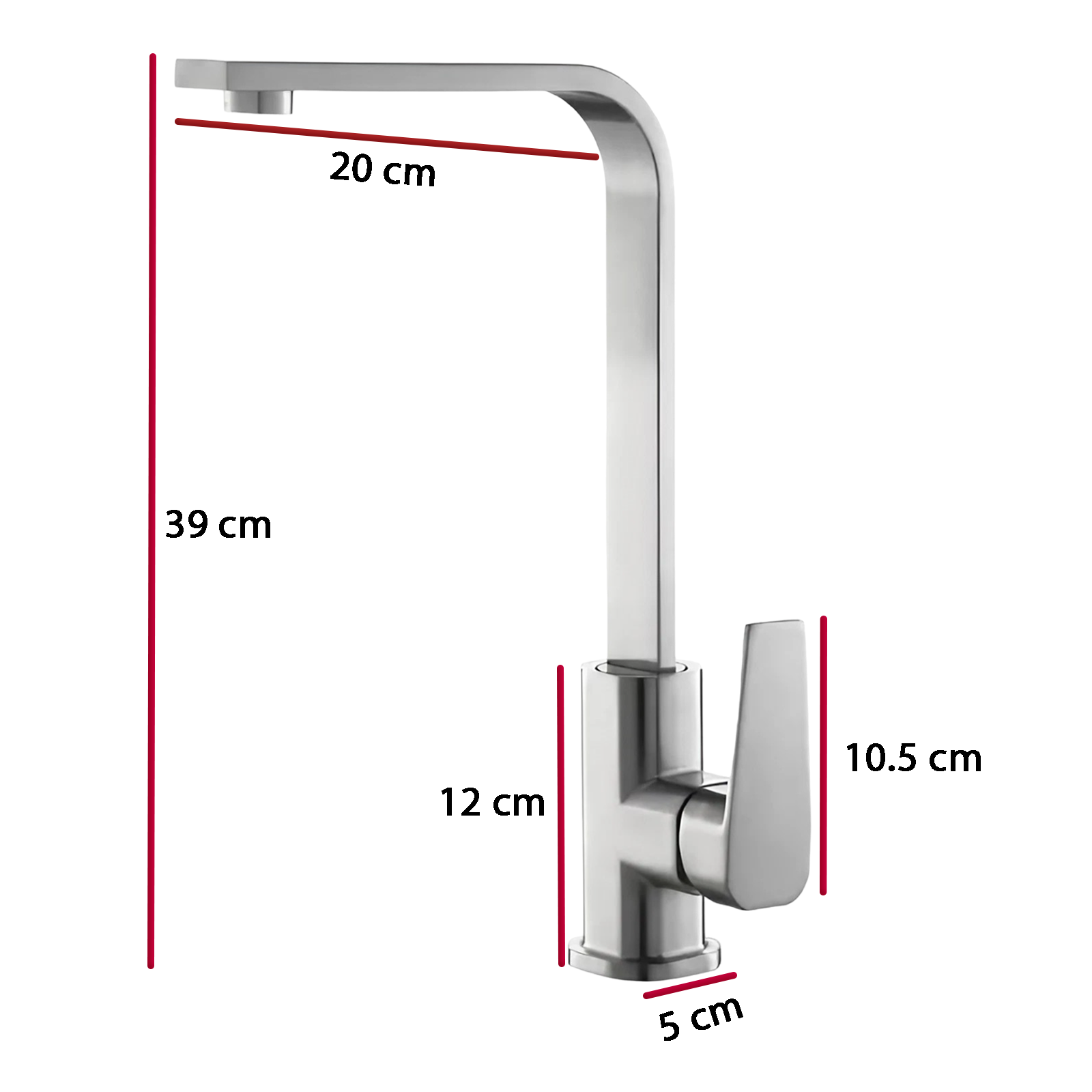 Monomando para Fregadero, Mezcladora para Fregadero, Grifo de Cocina, Llave para Tarja individual o doble, Acero Inoxidable (Acero cromado)