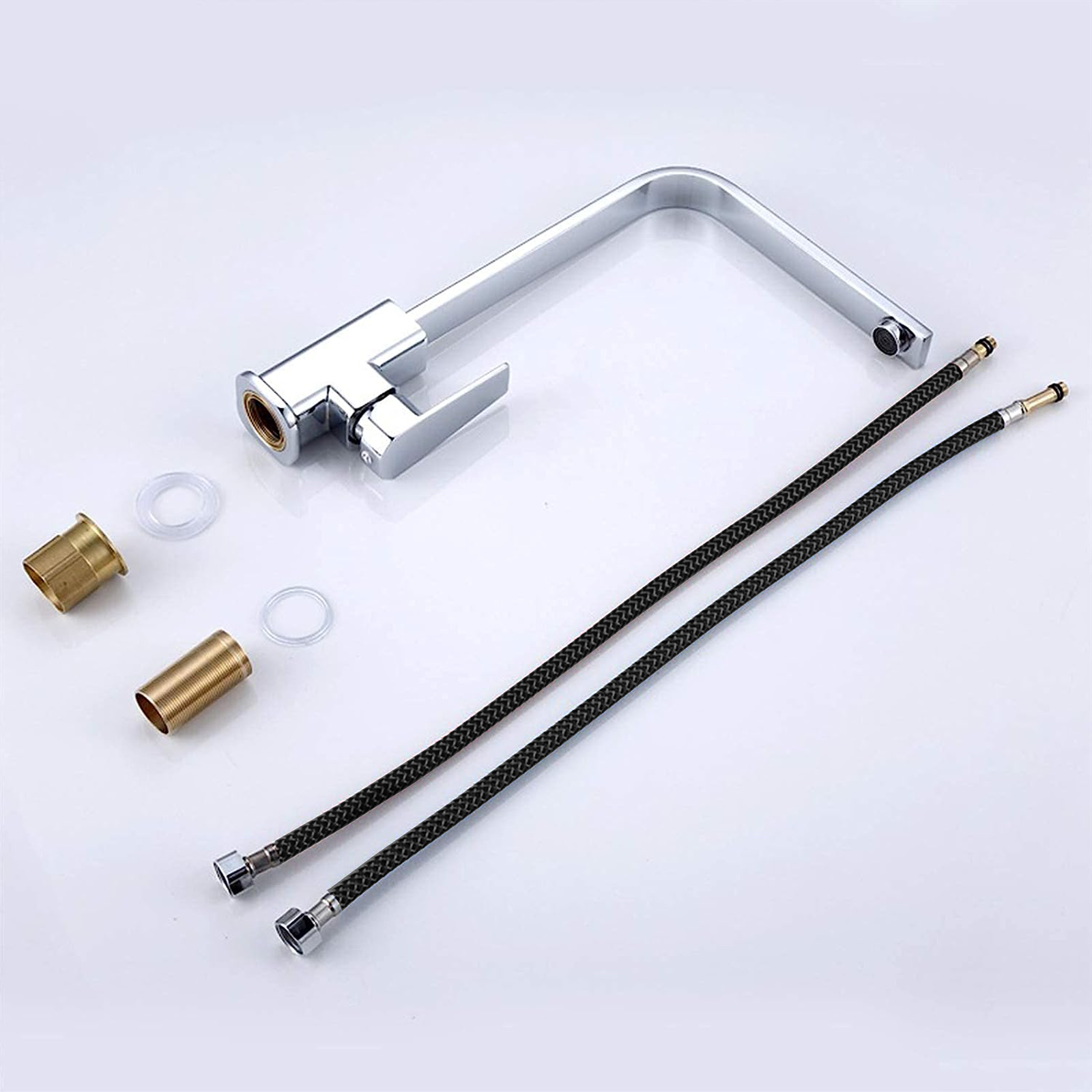 Monomando para Fregadero, Mezcladora para Fregadero, Grifo de Cocina, Llave para Tarja individual o doble, Acero Inoxidable (Acero cromado)