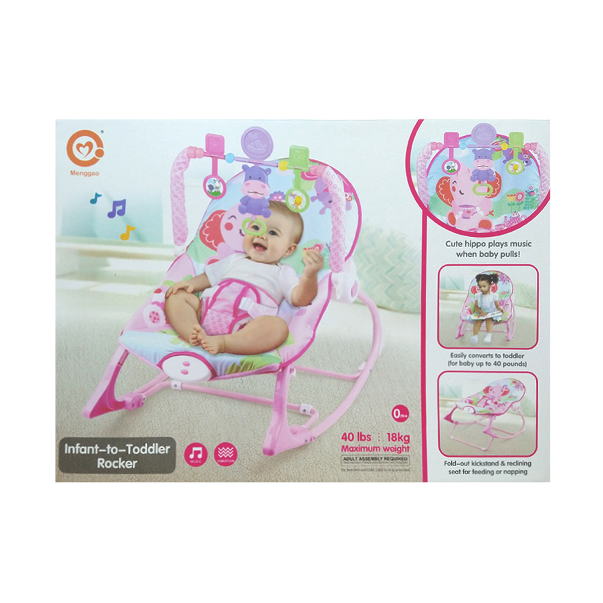 Silla Para Bebe Bouncer Mecedora Infant to Toddler Rocker Rosa